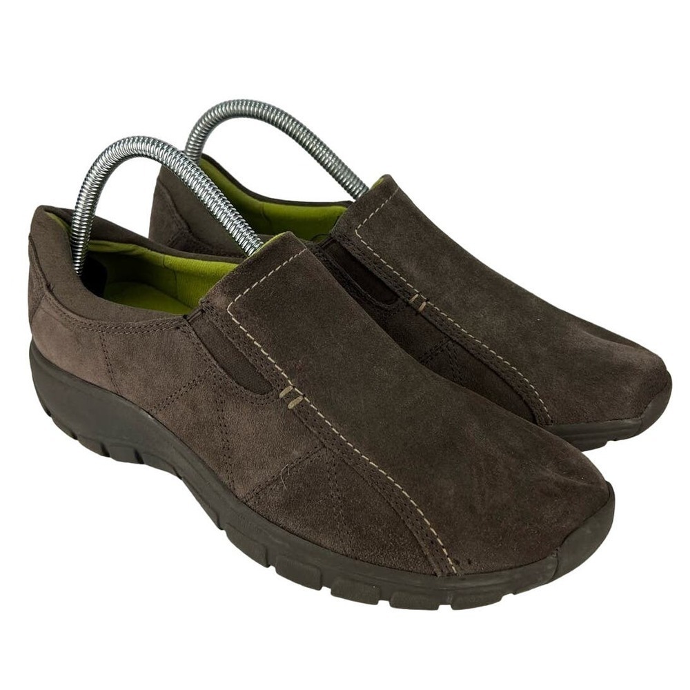 Clarks Women's Suede Leather Hedge Poole Flat Grey/Green 16720 Shoes Size 9